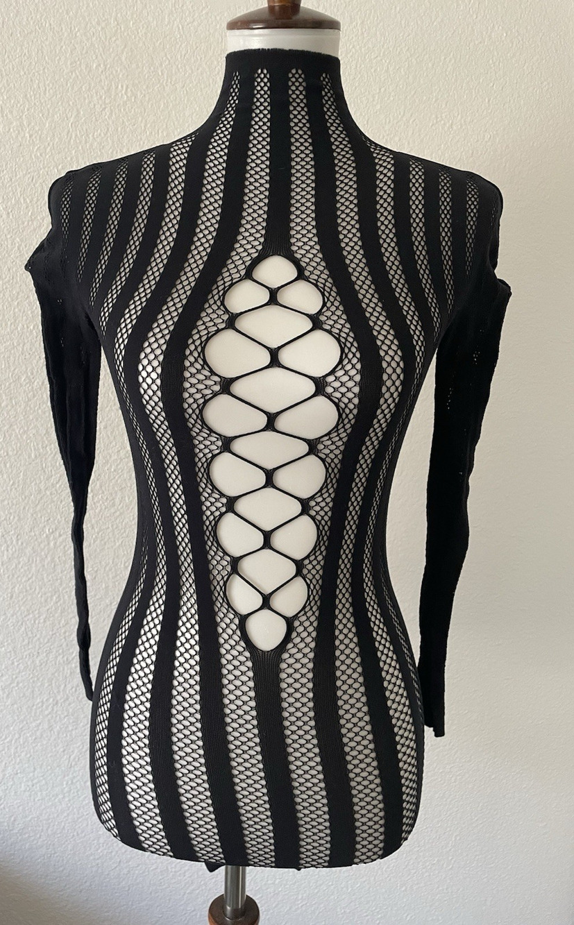 Fenty Savage Slip Dress Chained Lace Cut Out Sheer Mesh Stripe Lingerie